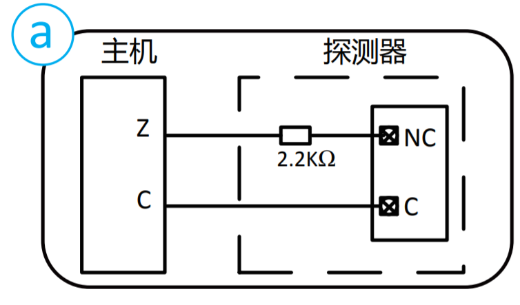 探测器端串联2.2KΩ电阻