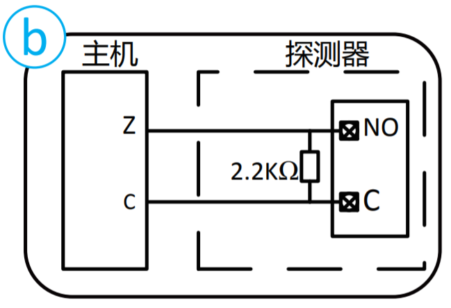 探测器端并联2.2KΩ电阻